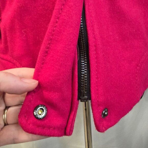 Guess Womens Hooded Lined Wool Blend Coat Zip/Toggle Close Fuchsia Size S NWOT - Picture 11 of 14